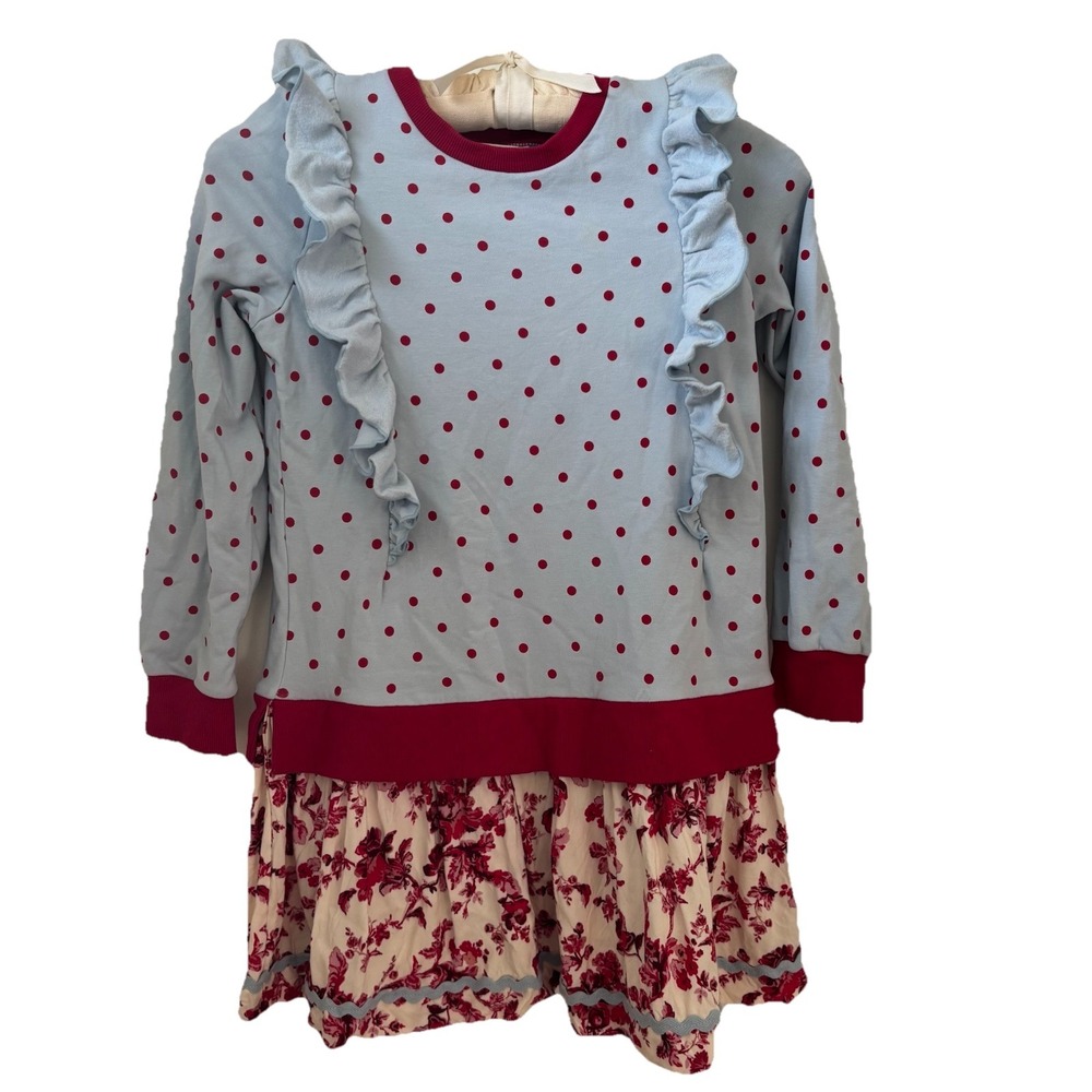 Matilda Jane Sweatshirt Dress‎ Girl's 8 Drop Ruffles Layers Mixed Print School
